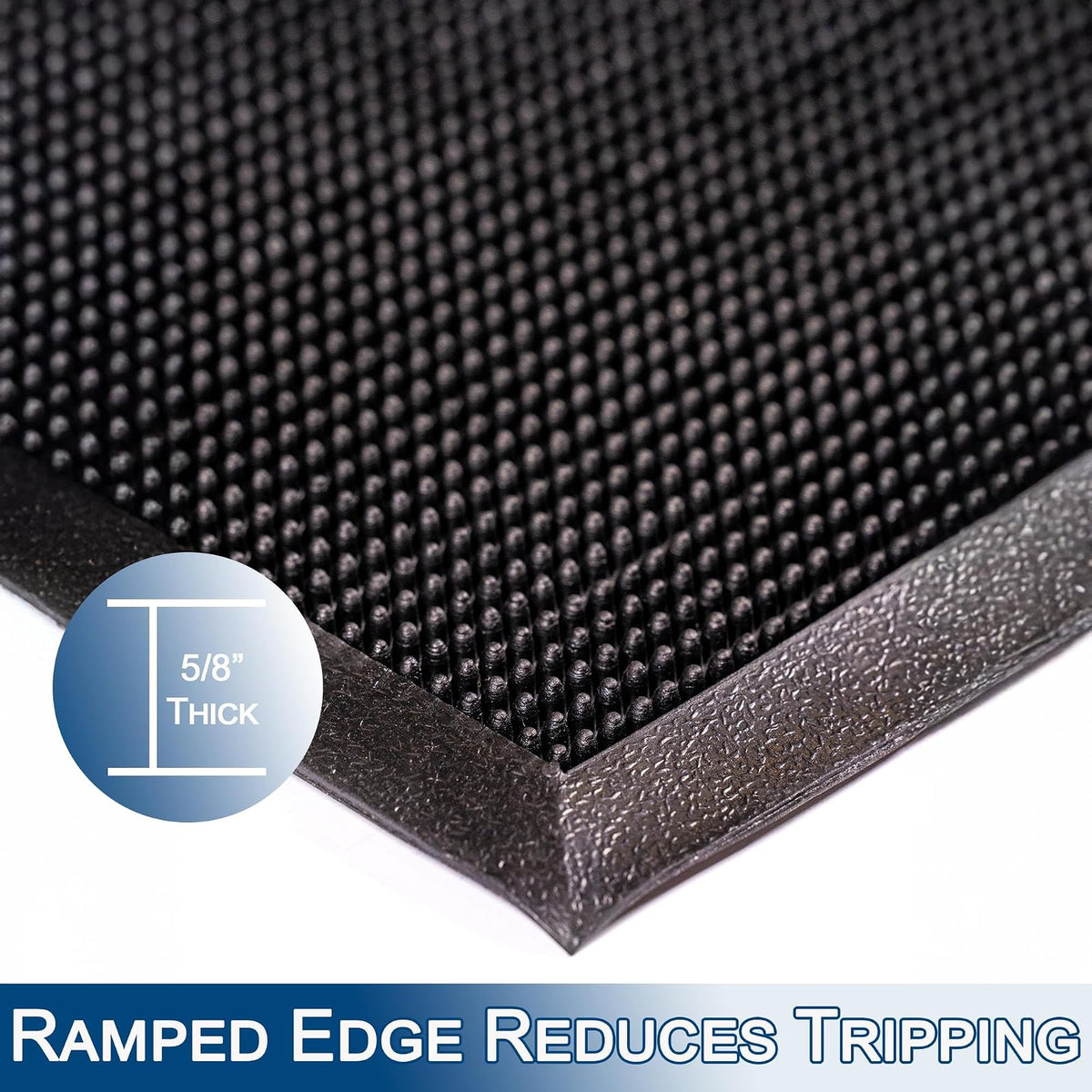Tapete resistente para entrada al aire libre con punta de hule, Negro, 16" x 24"
