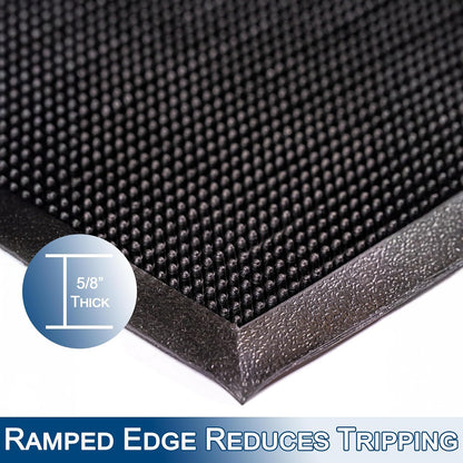 Tapete resistente para entrada al aire libre con punta de hule, Negro, 16" x 24"