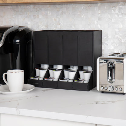Mind Reader 4-Compartment Single Serve Coffee Pod Dispenser, 120 Pod Capacity, Breakroom, 14.5" L x 9" W x 12.25" H, Black