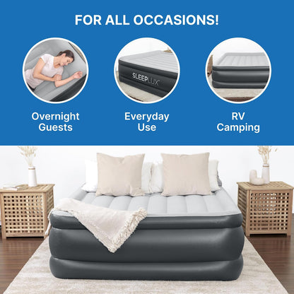 SLEEPLUX Colchón de Aire Inflable Duradero con Bomba integrada, Almohada y Cargador USB, 22 Pulgadas de Alto tamaño Queen