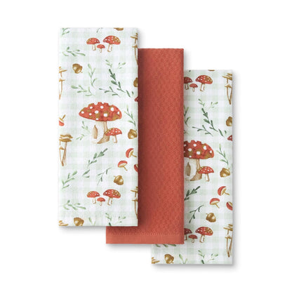 Martha Stewart - Juego de 3 Toallas de Cocina a Cuadros, 100% algodón con Rizo Absorbente, Toallas de Cocina Decorativas, Naranja Quemado/Verde/Blanco, 16 x 28 Pulgadas - 16"x28" - Naranja - Verde - Blanco