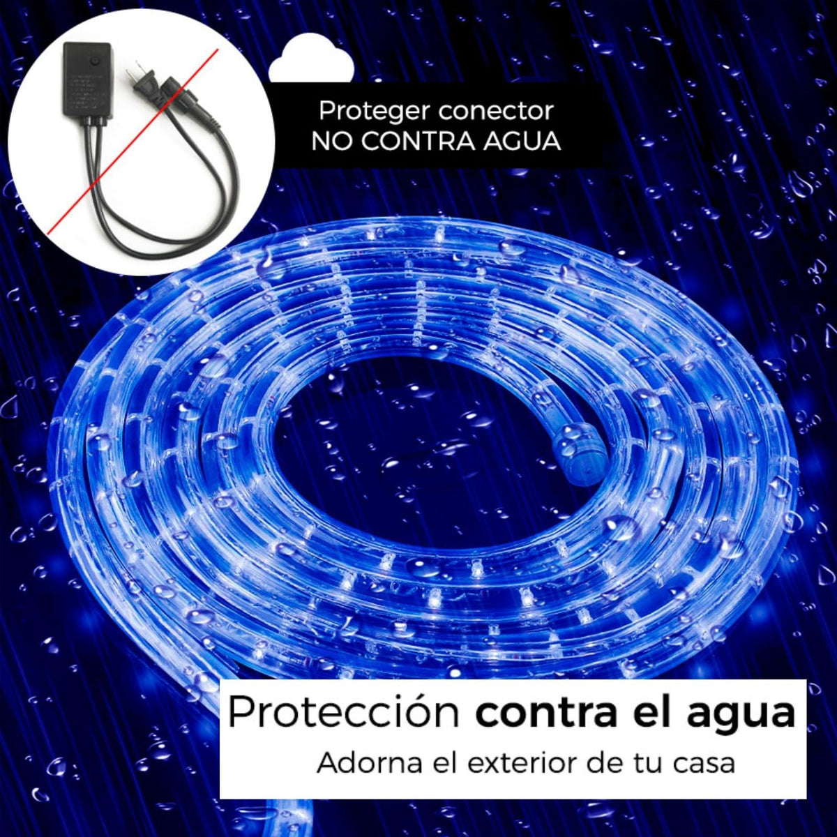 Luces Navideñas Manguera de luz led- Luces de Navidad 10M 200LED con 8 modos Manguera Transparente IP67 Impermeable Luz de Cadena para exterior (10M 200LED, Azul)