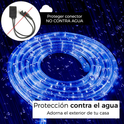 Luces Navideñas Manguera de luz led- Luces de Navidad 10M 200LED con 8 modos Manguera Transparente IP67 Impermeable Luz de Cadena para exterior (10M 200LED, Azul)