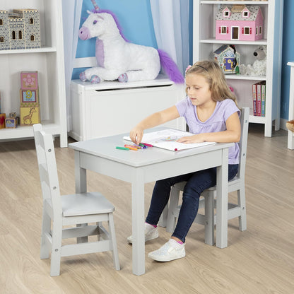 Melissa & Doug Mesa y 2 Sillas de Madera, Muebles Infantiles, Color Gris