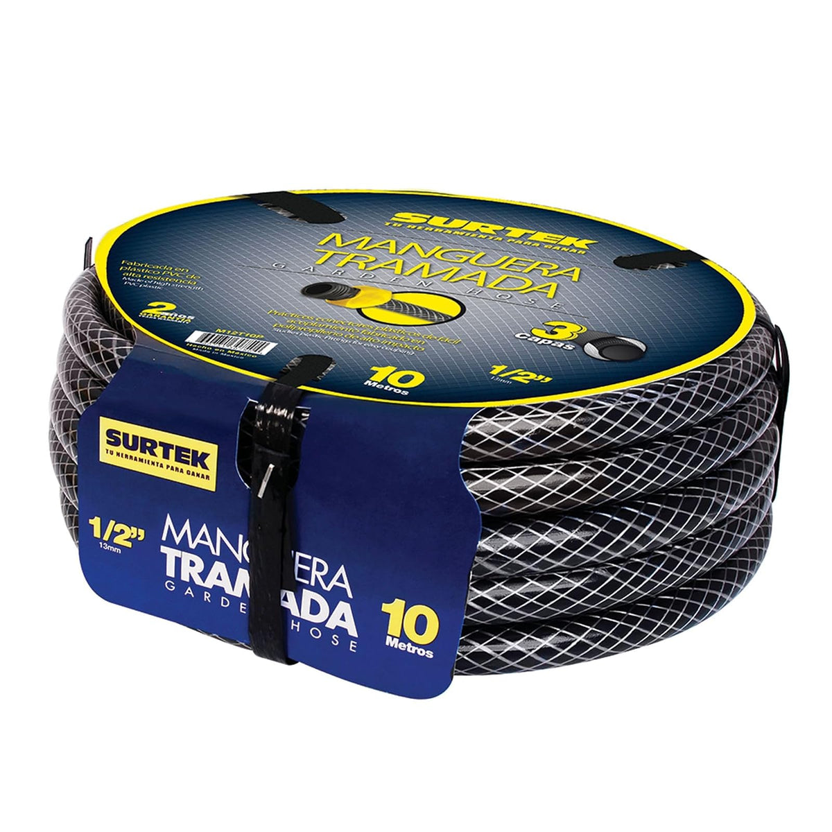Surtek M12T20P Manguera para jardín tramada gris con conector plásticos 1/2", 20 m