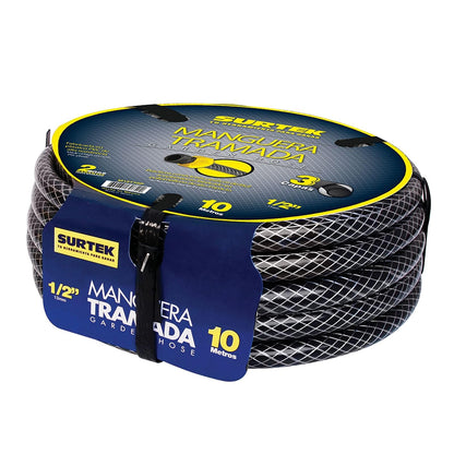 Surtek M12T20P Manguera para jardín tramada gris con conector plásticos 1/2", 20 m