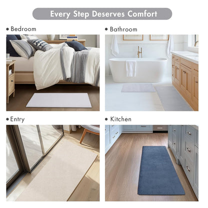 MADISON PARK SIGNATURE - Alfombra de Felpa Antideslizante, Absorbente, de Secado rápido, diseño de SPA, decoración de baño, malvavisco, 2 x 6 pies, Color Plateado