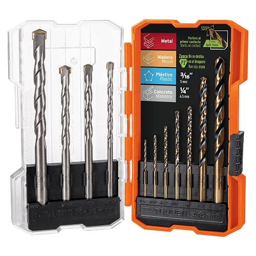 Truper JBAC-11, Juego de Brocas para Metal y Concreto, 11 Piezas