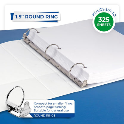 Samsill Economy Carpeta de 3 anillos, Paquete de 1, Blanco, 3.8 cm (1.5 pulgadas)