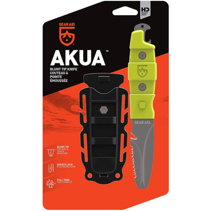 GEAR AID Akua - Cuchillo de paleta de punta roma con hoja dentada de 3 pulgadas y funda
