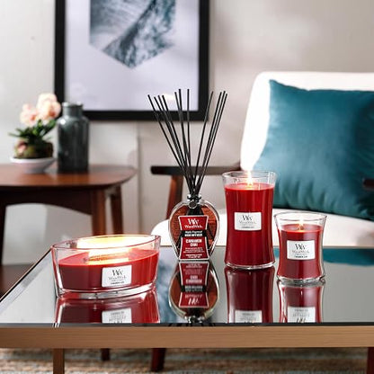WoodWick - Vela grande de reloj de arena de canela, mezcla de soja de primera calidad, mecha de madera Pluswick, fabricada en Estados Unidos