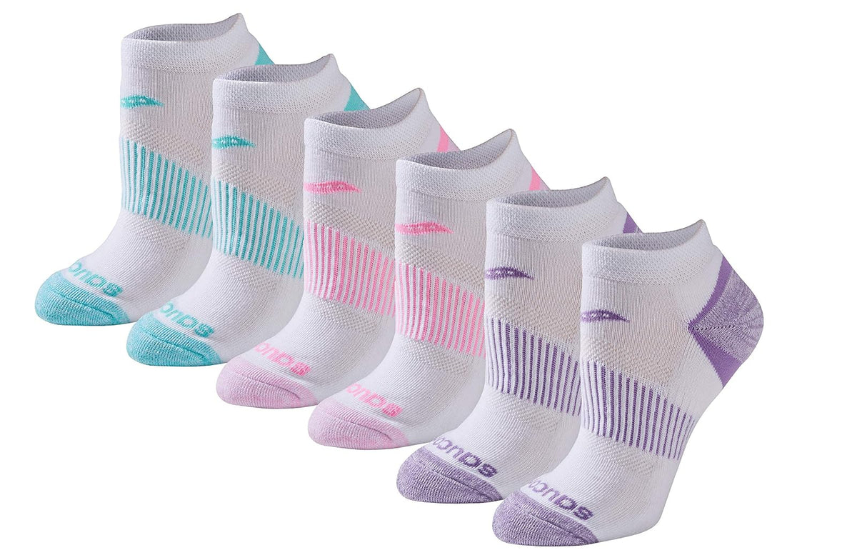 Saucony Calcetines para Mujer con Soporte de Arco - M - White Brights (6 Pares)