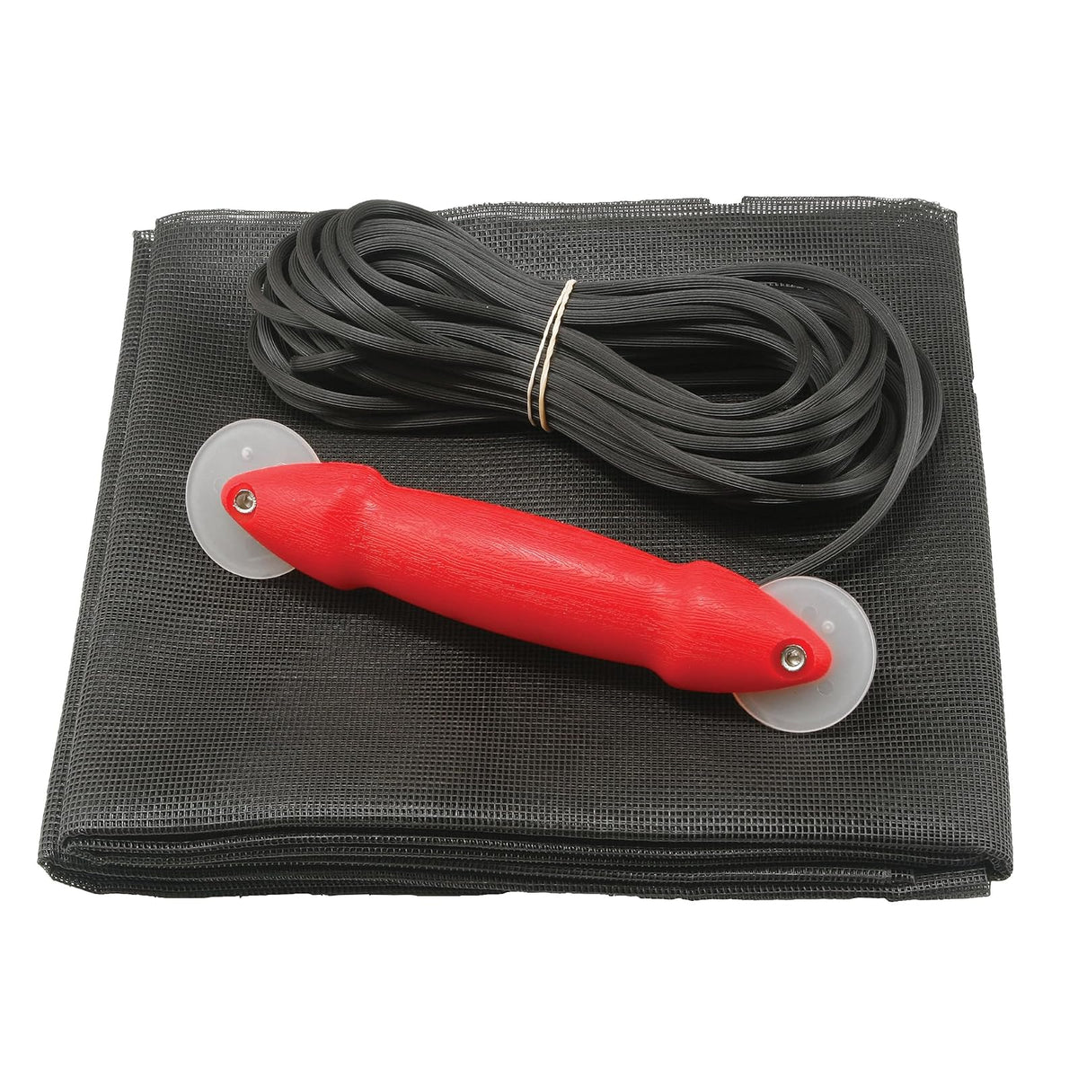 Make-2-Fit P 7515 - Kit de reparación de puerta con herramienta de rodadura - Reemplaza la pantalla en ventanas o puertas de patio, 36 x 84 pulgadas, gamuza de fibra de vidrio de carbón y estriado negro