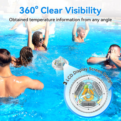 - Termómetro inteligente para piscina con puerta de enlace WiFi, digital flotante antivaho 360° con IPX7 impermeable, alerta de notificación de aplicación remota para tina de hidromasaje