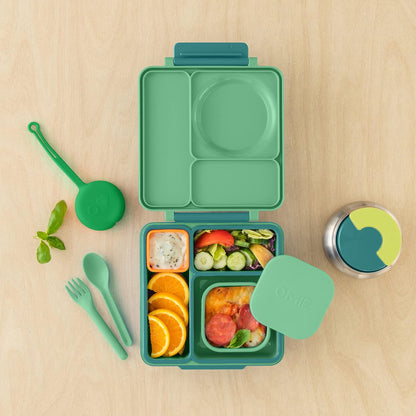 Omielife - Contenedores de silicona a prueba de fugas, contenedores de almacenamiento de alimentos con tapa, contenedor bento para almuerzo escolar, sin BPA, hermético, apto para lavaplatos, Green