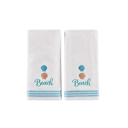 SKL Home Mar del Sur, Toallas de Mano, Set de 2, Blanco, Hand Towel Set, 1