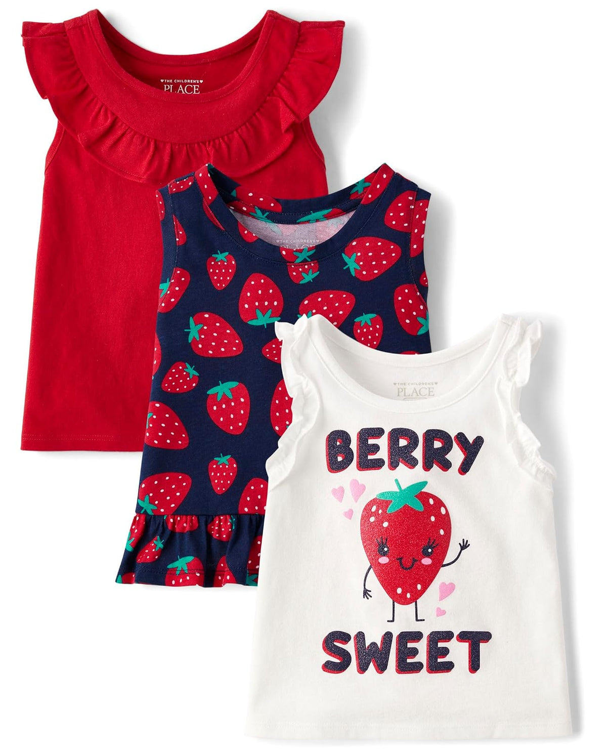 The Children's Place Paquete de 4 Camisetas sin Mangas con Volantes para niñas pequeñas Camiseta sin Mangas para bebés y niños pequeños para Bebé-Niñas