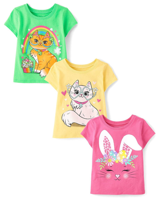 The Children's Place - Camisetas de Manga Corta para bebés y niños pequeños, para Todas Las día Festivo, Paquete múltiple
