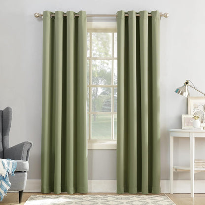 Sun Zero Cortina Opaca con Ojales, Diseño Damasco - Verde salvia - 137.2An x 241.3Al cm (1 Paneles)