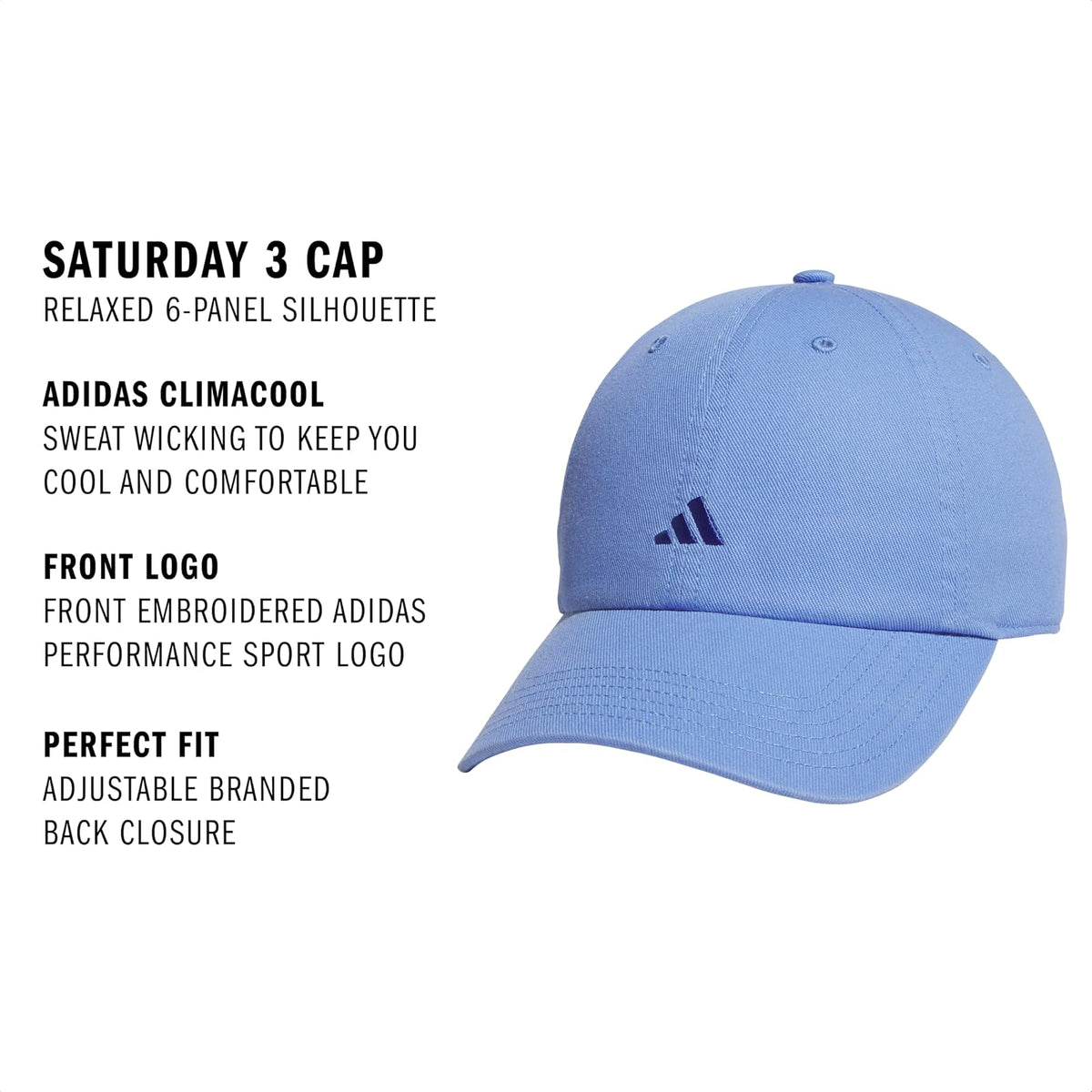 Adidas Saturday Baseball Cap – Adjustable Cotton Hat, Athletic Relaxed Fit Gorra de béisbol Mujer
