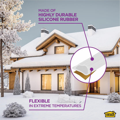 M-D Building Products 68676 Junta de goma de silicona altamente duradera para puertas y ventanas, flexible en temperaturas extremas, ideal para uso en interiores y exteriores, no requiere hardware