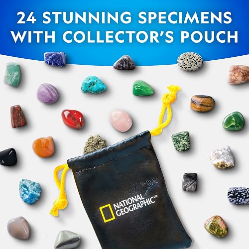 NATIONAL GEOGRAPHIC Gemstone Advent Calendar - 2022 Advent Calendar for Kids with 24 Gemstones to Open Each Day, a Complete Rock Collection Christmas Countdown Calendar with Mini Gemstone Dig Kit