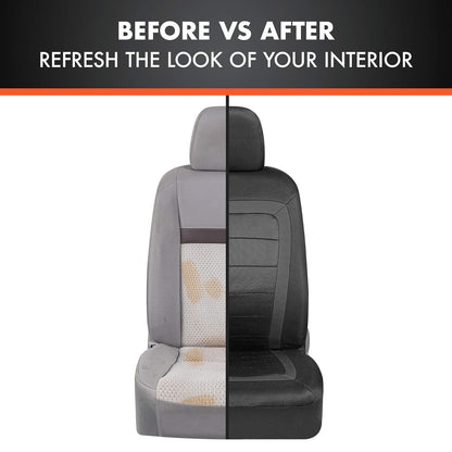 BDK - Juego completo de fundas de asiento de automóvil CarXs FreshMesh con detalles en color carbón: fundas de malla para asientos delanteros con protector de asiento trasero dividido, fundas interiores para automóviles, furgonetas y SUV