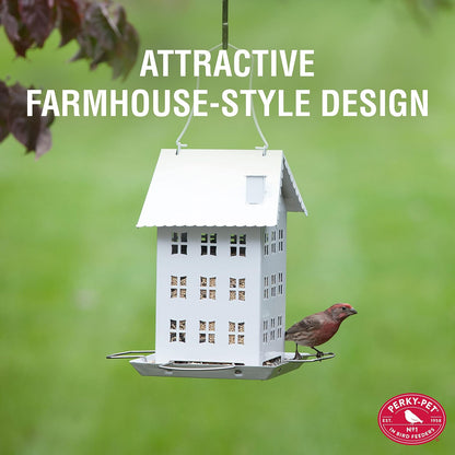 Perky-Pet WFH001 2 Farmhouse - Comedero para pájaros Silvestres, Color Blanco