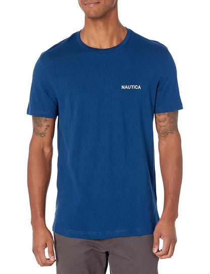 Nautica Playera Cuello Redondo para Hombre, Manga Corta - XL - Estate azul