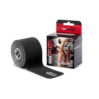 RockTape Go - Cinta adhesiva estándar precortada para kinesiología (negro)
