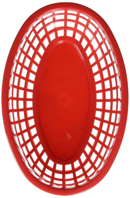 TableCraft H1074R6 Cestas clásicas ovaladas de plástico, 6 piezas, color rojo