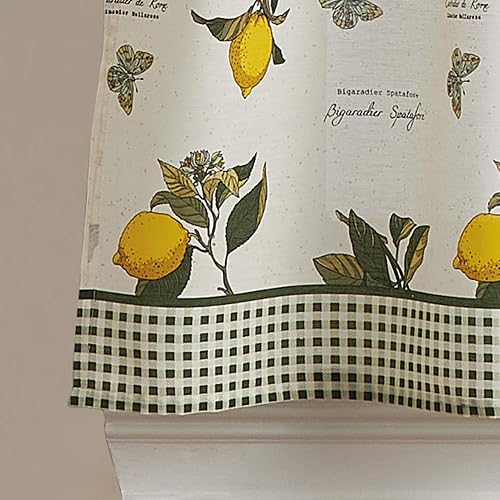 CHF Juego de Cortinas de Cocina Limón y Cenefa, 3 Piezas