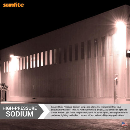 Sunlite 03600-SU LU35/MED - foco de luz de sodio de alta presión, 35 W, ED17/MED, base media (E26), código ANSI S76, 2250 lúmenes, 16000 horas de vida, transparente, 2100 K