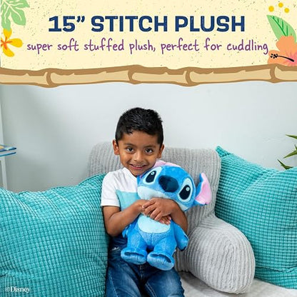KIDS PREFERRED Disney Baby Lilo & Stitch - Juguete de Peluche Suave para bebés y niños pequeños y niñas, Regalo para niños, Puntada Azul, 15 Pulgadas