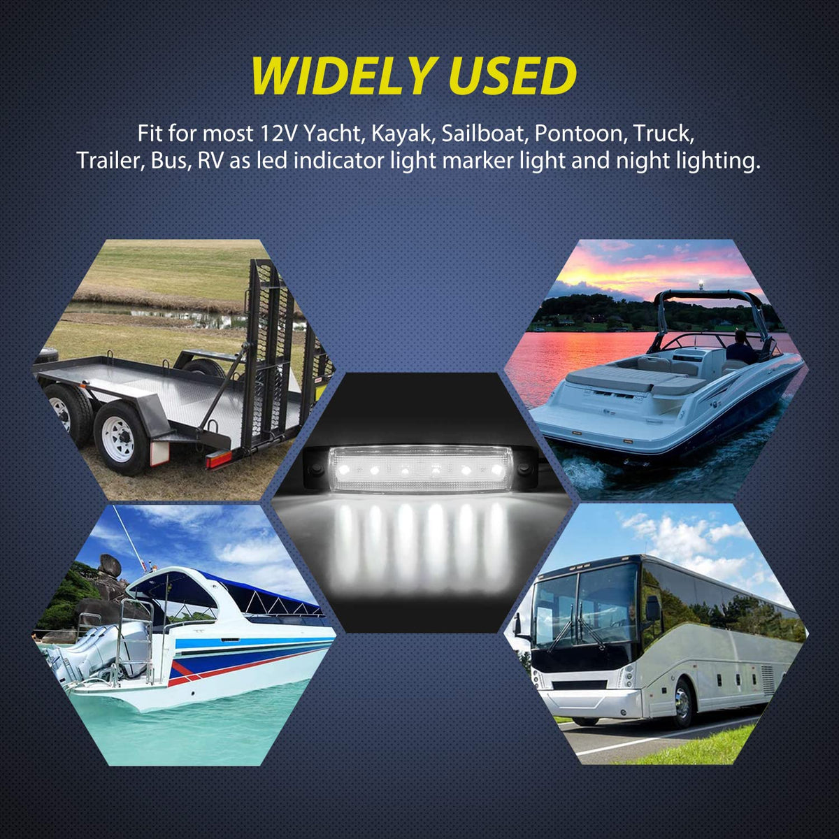 Nilight 10 Luces Indicadoras LED Blancas de 3.8 in, 12 V, para Camión, Caravana y Barco, TL-81