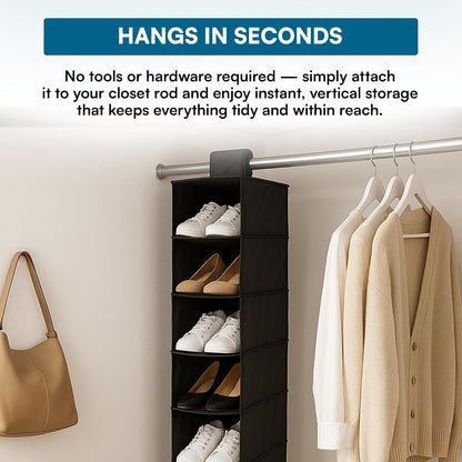 Honey-Can-Do SFT-01247 10-Pocket Hanging Shoe Organizer, Black