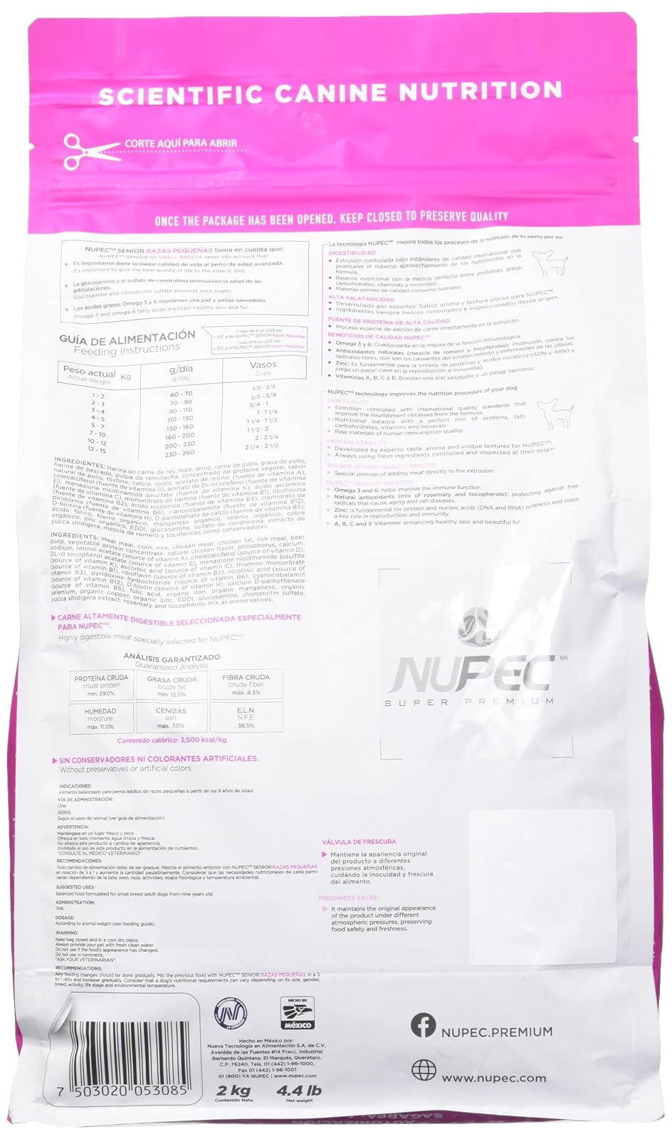 Nupec Alimento Seco para Perro Raza Pequeña Senior, 2 kg, 1 Pack