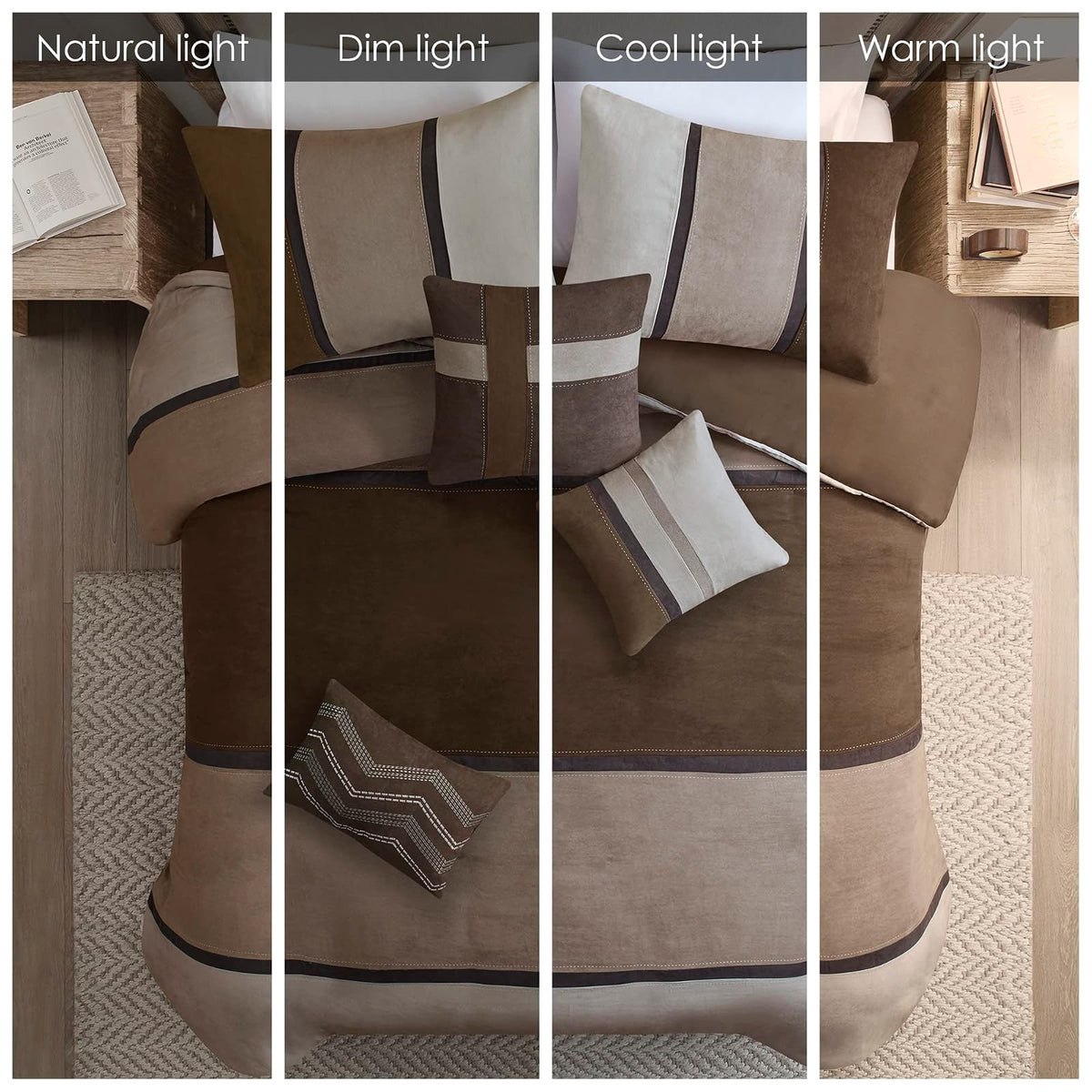 Madison Park Palisades - Juego de edredón Moderno de Gamuza sintética, diseño de Rayas para Todas Las Estaciones, Ropa de Cama acogedora Alternativa de plumón con Fundas a Juego, Almohadas