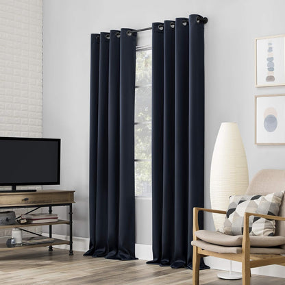 Sun Zero Nordic Cortinas Blackout, Juego de 2 Paneles - 132.1An x 160Al cm (2 Paneles) - Azul marino