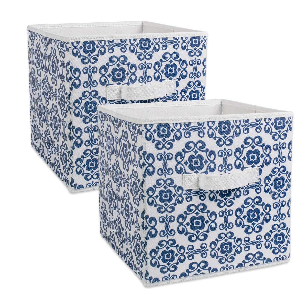 DII Cajas de Almacenamiento de Tela para guardería, oficinas, y organización del hogar, Desplaza, Nautical Blue, 11" Small - Set of 2, 1