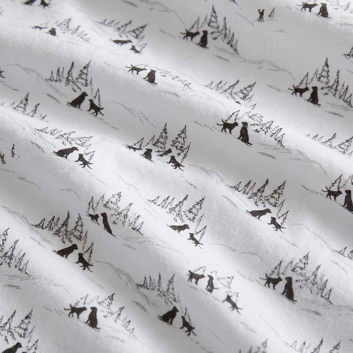 Eddie Bauer - Juego de sábanas de Franela de algodón, cepilladas para Mayor suavidad, decoración acogedora del hogar (Perros Amigos Blancos, Queen)