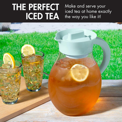 Primula The Big Ice Tea Maker e infusor, jarra de plástico para bebidas a prueba de fugas, tapa hermética, filtro reutilizable de malla fina, fabricado sin BPA, apto para lavaplatos, agua