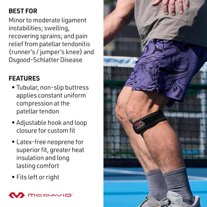 Mcdavid Correa de Apoyo para la Rodilla, Alivio del Dolor de tendón rotuliano, tendinitis, Correa para la Rodilla, Corredores de Rodilla, Ajustable para Hombres y Mujeres