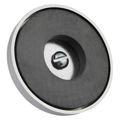Master Magnetics - Imán de base redonda de cerámica con pernos, tuercas y tuercas de ala, imanes fuertes de alta resistencia, 35 libras cada uno, chapado en níquel, 2 pulgadas de profundidad, 1.25