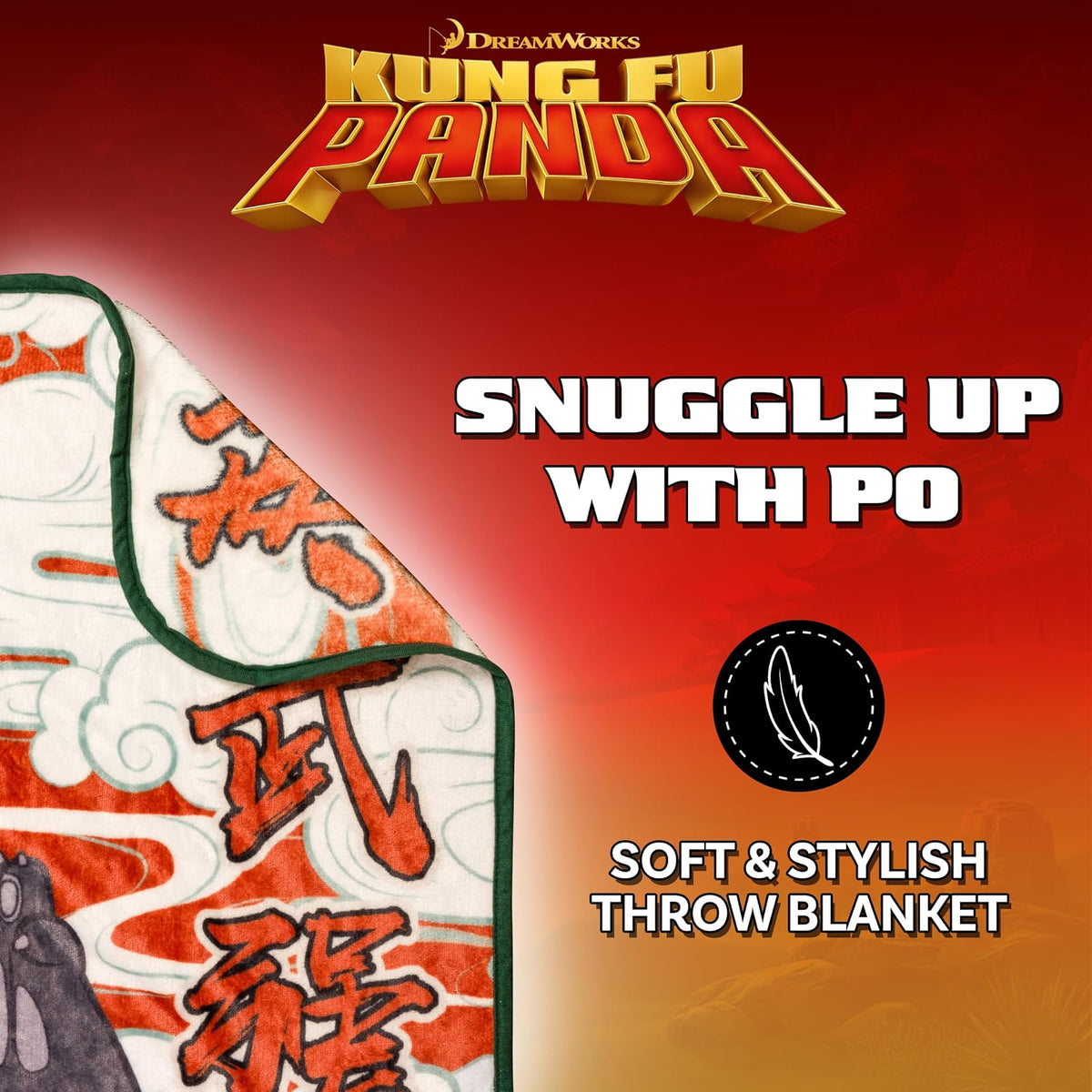 Silver Buffalo Kung Fu Panda - Manta de Forro Polar de 45 x 60 Pulgadas, Suave y acogedora, 180 g/m²
