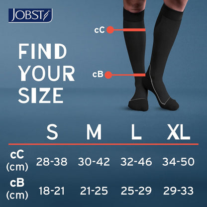 JOBST Sport Knee High 15-20 mmHg Compression Socks, Black/Cool Black, Large | Punta Cerrada, Color Negro, Compresión de Grado Médico