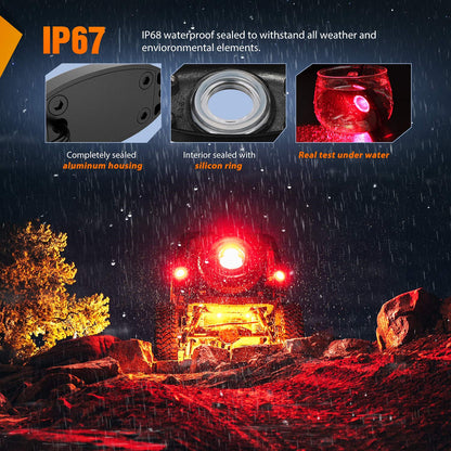 Nilight - Juego de 4 Luces LED de Roca para Ruedas subidas, Impermeables, para Exteriores, bajo la carrocería, Luces Laterales para Automóvil, camión, camionetas, ATV, UTV, SUV, Motocicleta, Barco, Color