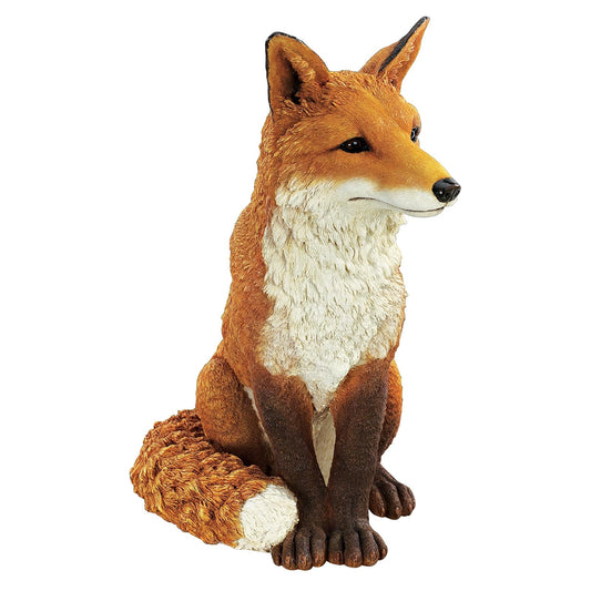 Design Toscano Simon The Woodland Fox Estatua de jardín para Interiores y Exteriores para Patio, Piscina o césped, 18 Pulgadas de Alto, Resina de Piedra fundida, Pintura roja y Naranja