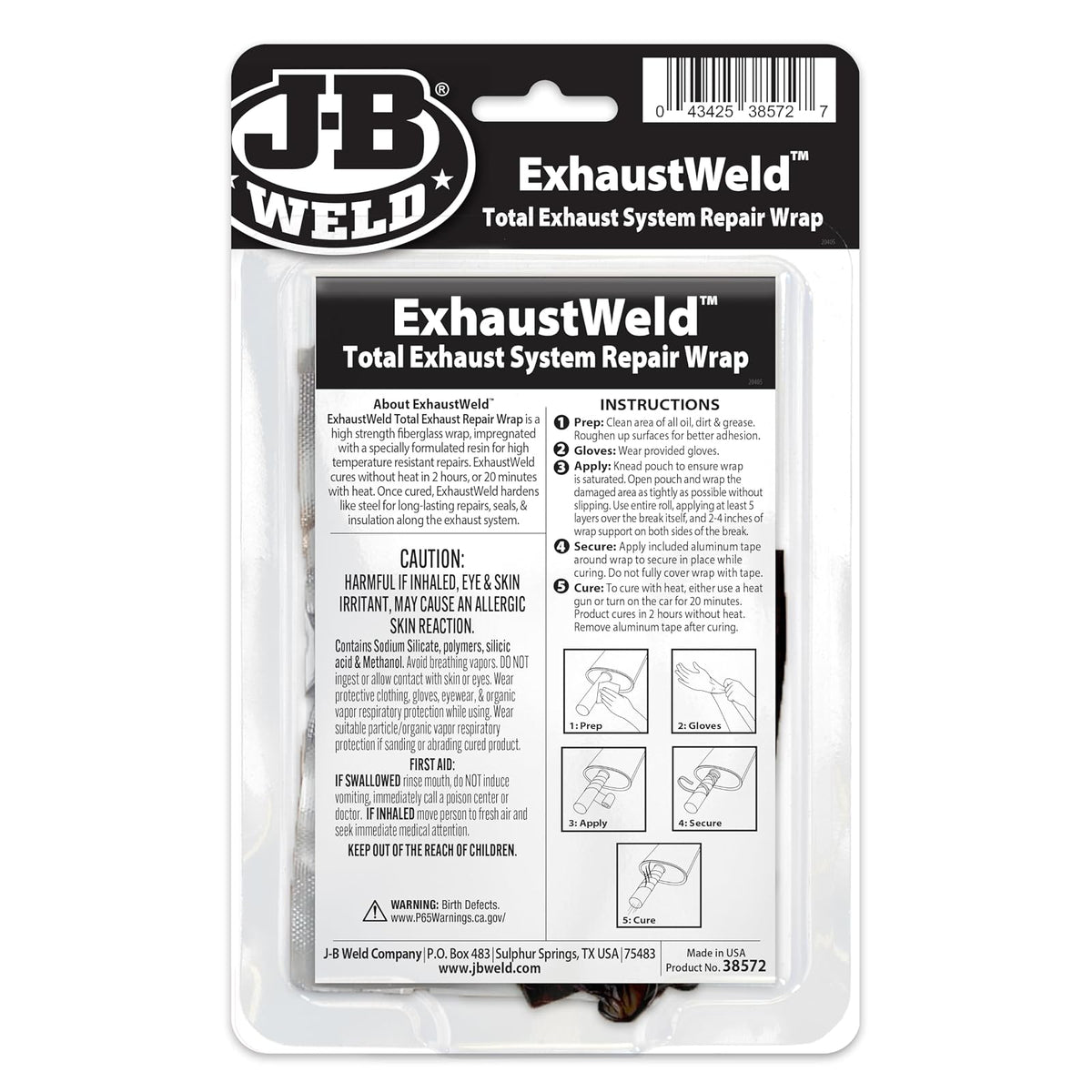 J-B Weld 38572 Envoltura de Fibra de Reparación Oficial 2x72 in, Blanco