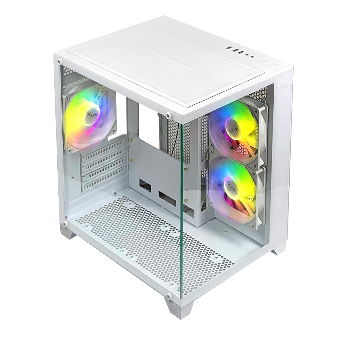 Gabinete Gamer M-ATX/M-ITX Micro Tower Blanco con 3 Ventiladores ARGB Vidrio Templado CXi2 Xzeal